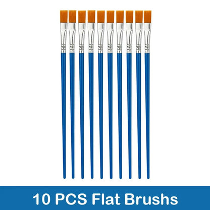 10/20/50Pcs Painting Brushes Set Art Round Flat Hair Nylon Hair