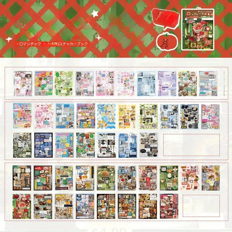 3 types of film cutting sticker books in a retro comic style, DIY planner scrapbook, creative and exquisite