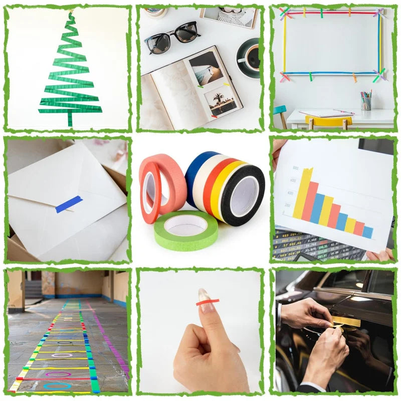 9 Rolls Colored Masking Tape - 42.6 Yards Adhesive Colored Painters Tearable