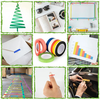 9 Rolls Colored Masking Tape - 42.6 Yards Adhesive Colored Painters Tearable