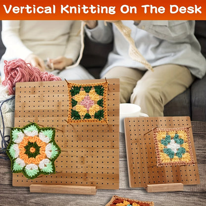 Wooden Crochet Blocking Board Knitting Kit Square Granny Handcrafted Bamboo Reusable
