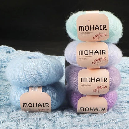 6pcs Soft Mohair Yarn Knitting Angora Yarn for DIY Knitting, Fluffy Lace for Sweater, Scarf, Shawl,25g/pcs