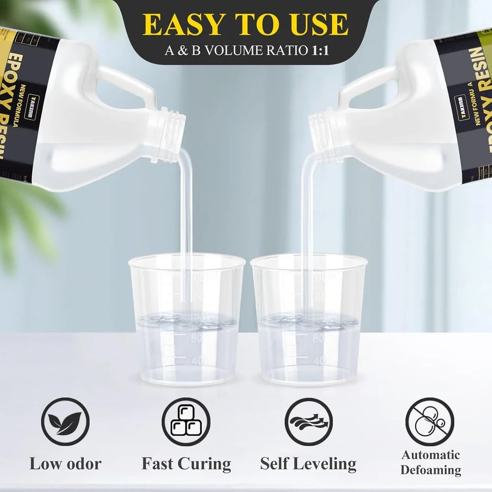 1 Gallon UV Resistant Epoxy Resin Kit No Bubble Crystal Clear DIY Table Tops Jewelry Coasters Casting and Coating Projects