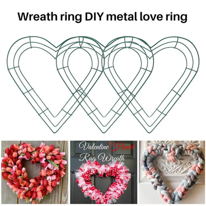 3 Pack Heart Metal Wreath 12 Inch Heart-Shaped Wire Wreath Frame