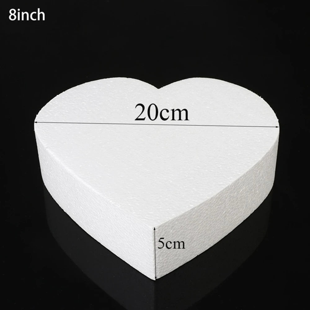 4/6/8/10 Inch Heart Shaped Polystyrene Styrofoam Sugar Craft Dummy Party DIY Practice Model Cake Foam Mold