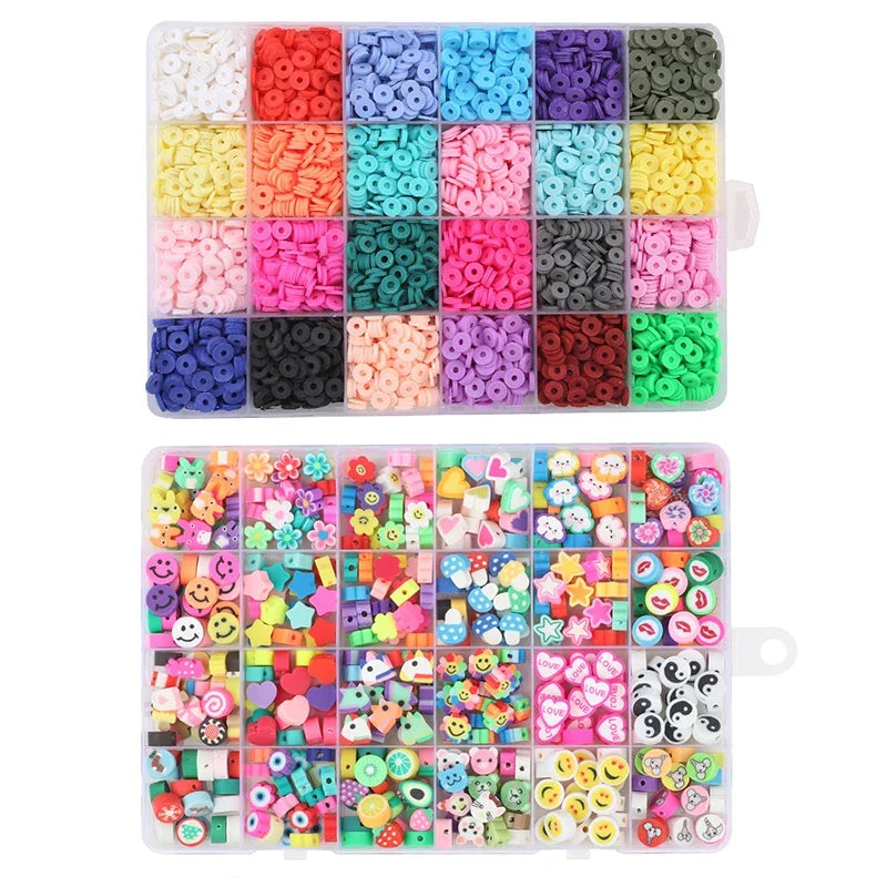 2 Box 24 Rainbow Color Clay Beads Bracelet Making Kit for Jewelry Making Letter Beads