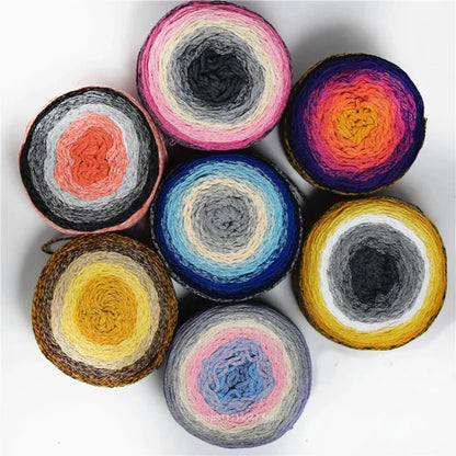 230g Rainbow Segment Dyed Gradient Color Cotton Yarn DIY Handmade Knitted Crochet Hat Bag Shawl Blanket Cape Bag