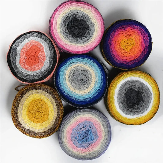 230g Rainbow Segment Dyed Gradient Color Cotton Yarn DIY Handmade Knitted Crochet Hat Bag Shawl Blanket Cape Bag