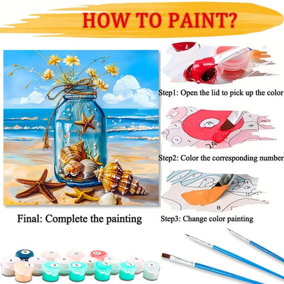 Starfish DIY Art Paint By Numbers Kit Hand Painted On Canvas