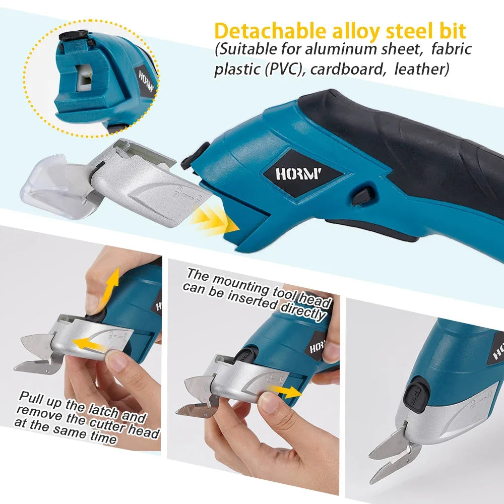 USB Rechargeable Electric Scissors 3.6V Fabric Leather Fabric Cardboard Plastic Cutting Tool with Built-In 2.0Ah Battery