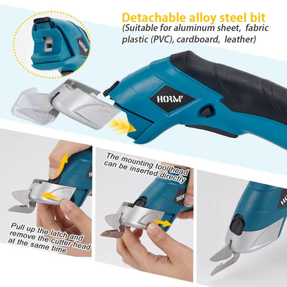 USB Rechargeable Electric Scissors 3.6V Fabric Leather Fabric Cardboard Plastic Cutting Tool with Built-In 2.0Ah Battery