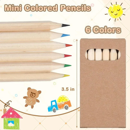 Ctosree 50 Packs Mini Colored Pencils Bulk 3.5 Inch in Kraft Boxes
