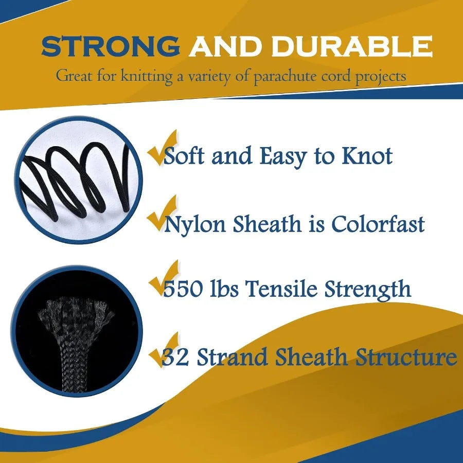 Paracord Rope 100FT 4mm 7 Strand Parachute Cord for Making Lanyard Survival Bracelets Cloth