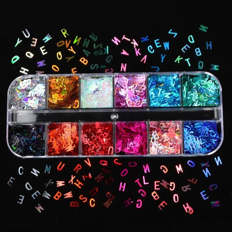 Holographic Letters Resin Sequins Fillers Epoxy Filling Crafts Materials Iridescent Glitter Flakes