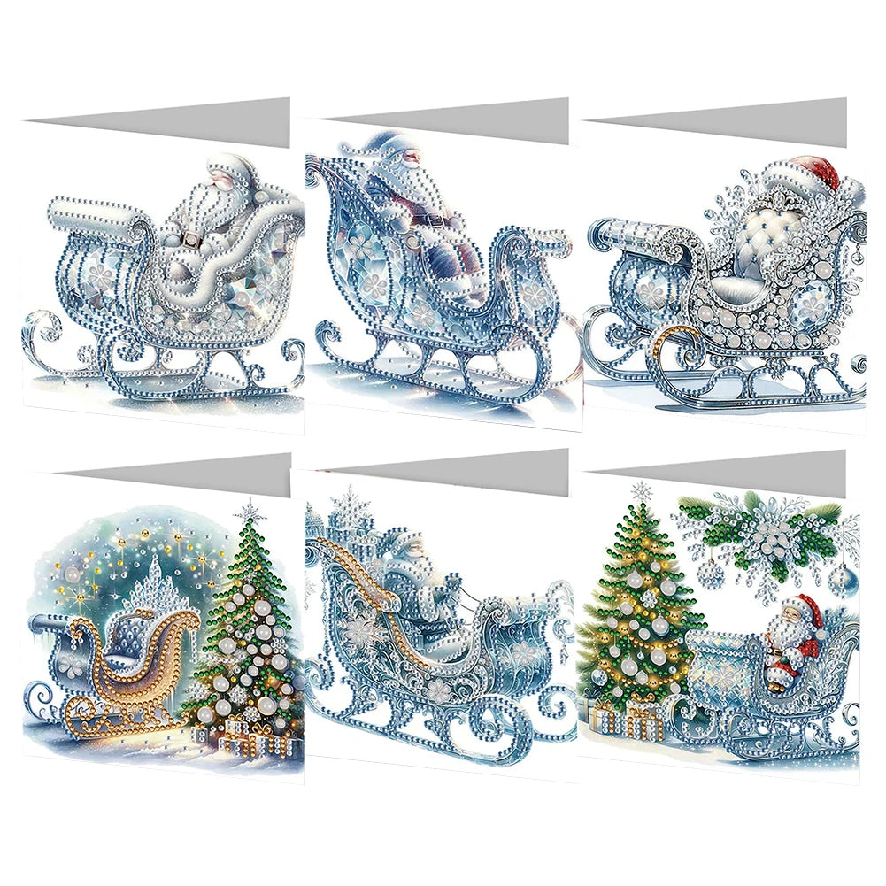 4/6/8/12PCS Diamond Painting Greeting Cards DIY 5D Christmas Collections Festival Cards