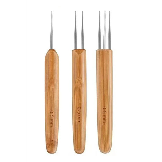 1Pc 0.5mm/0.75mm Dreadlock Crochet Hook Wood Needles Hair Tool for Braid Craft