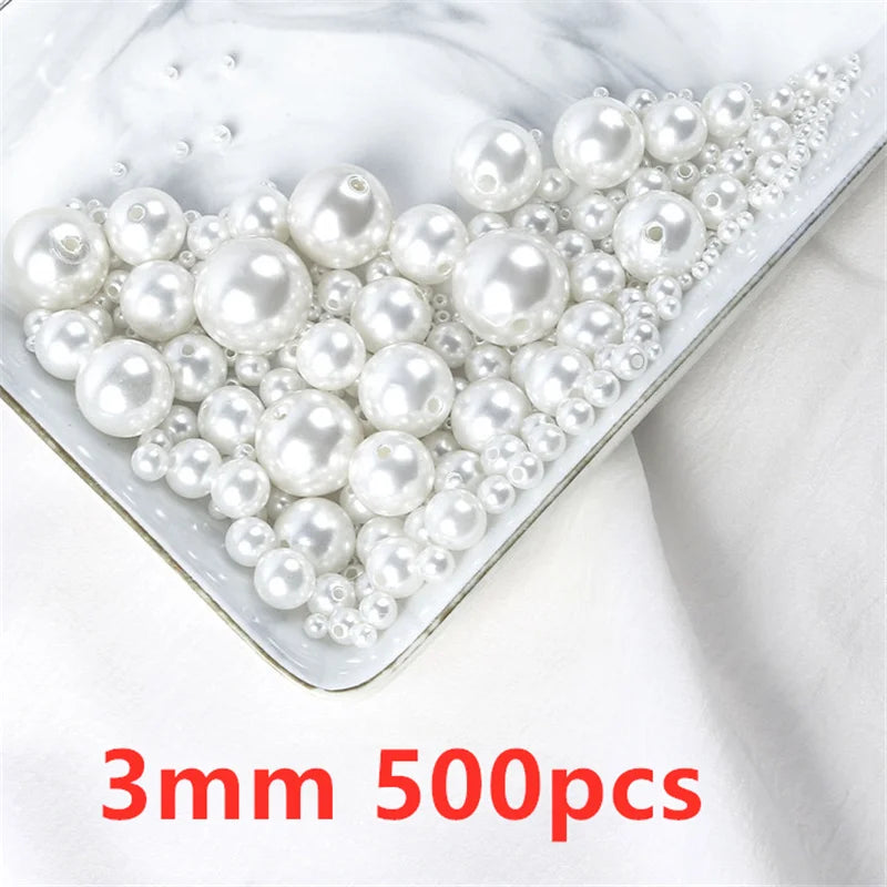 500pcs 3 4 6 8 10 mm Imitation Pearl Beads With Hole Beading Accessories Acrylic Spacer Beads Jewelry Making
