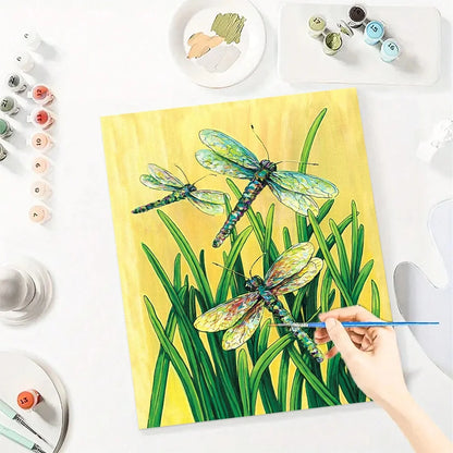 Dragonfly DIY Art Paint By Numbers Kit Hand Painted On Canvas