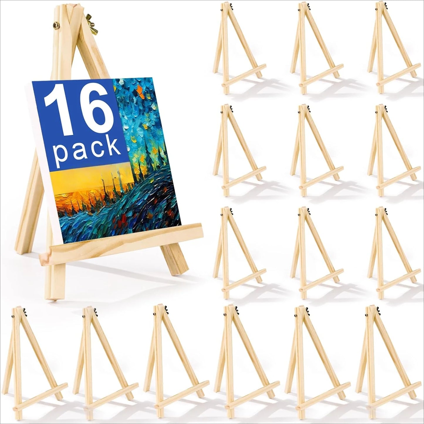 4 packs of 9-inch wooden easels, easel holders