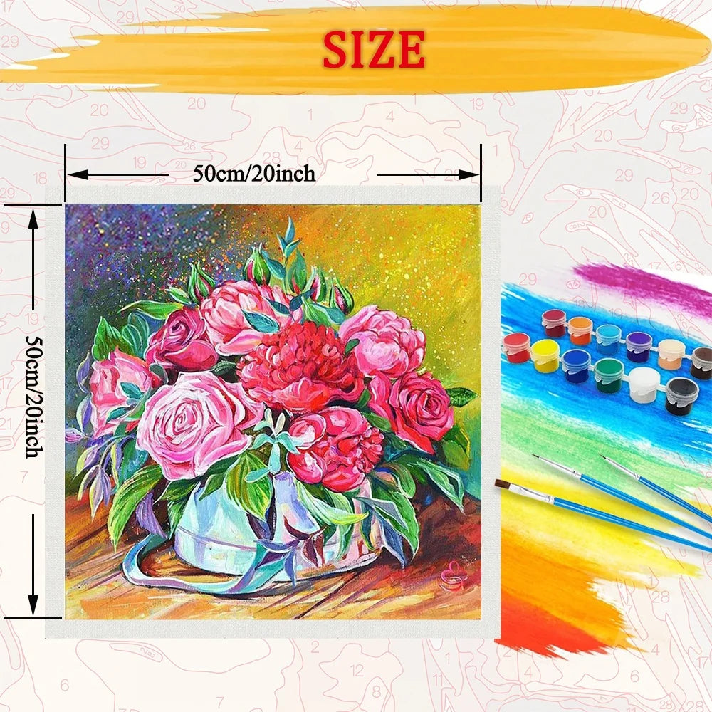 Creative Flowers DIY Art Paint By Numbers Kit Hand Painted On Canvas
