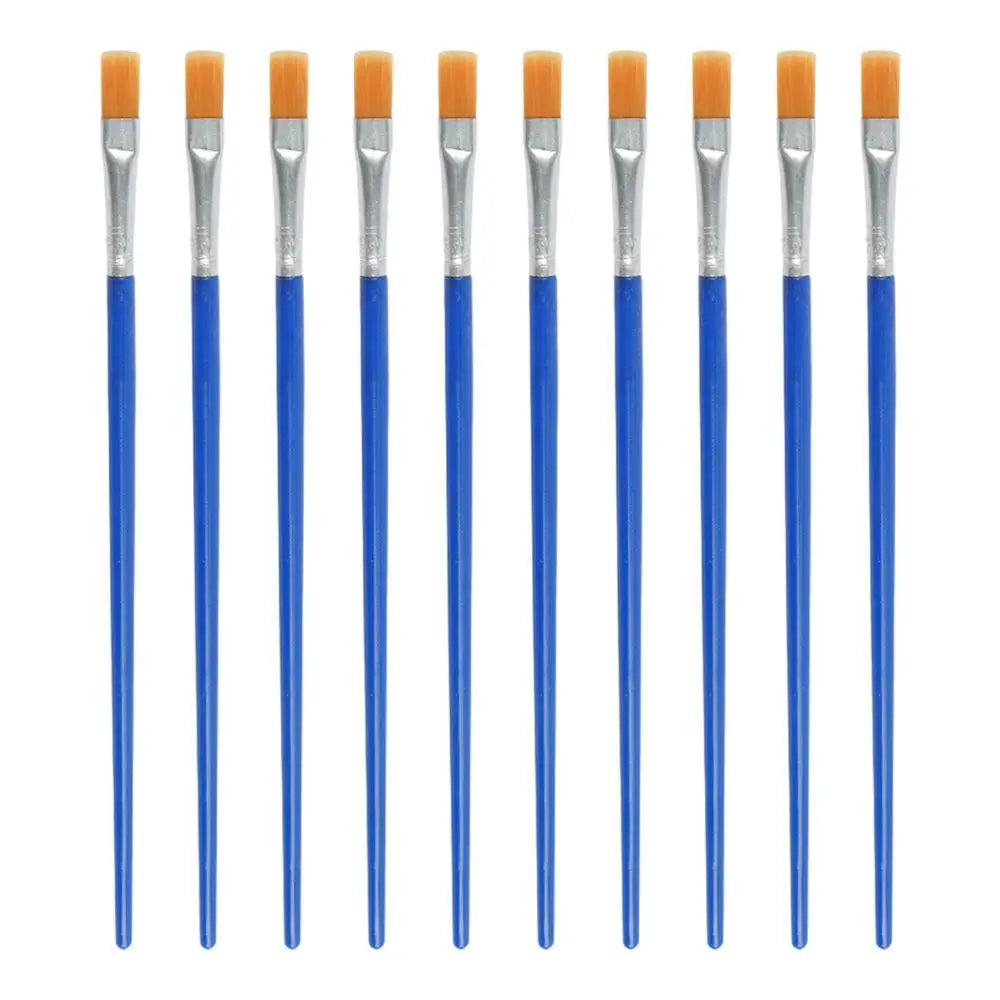 10Pcs/set Painting Brushes Art Round Flat Hair Nylon Hair Paint Brush