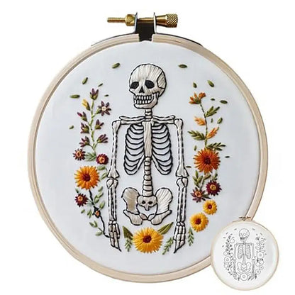 Halloween Embroidery Kit Skeleton Witch Hat Bat