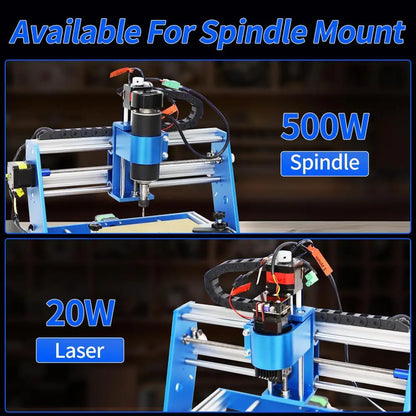 Metal Structure 500W CNC Router Engraving Machine 3 Aixs with Emergency Stop Button Limit Switches Wood Aluminum AC/DC 24V Power