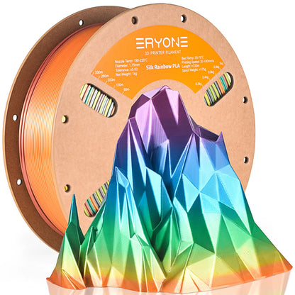 Eryone Silk Rainbow PLA 1KG Filament 1.75mm ±0.03mm Excellent Quality For 3D Printer Sunset Vibrant Palette Rainbow Materials