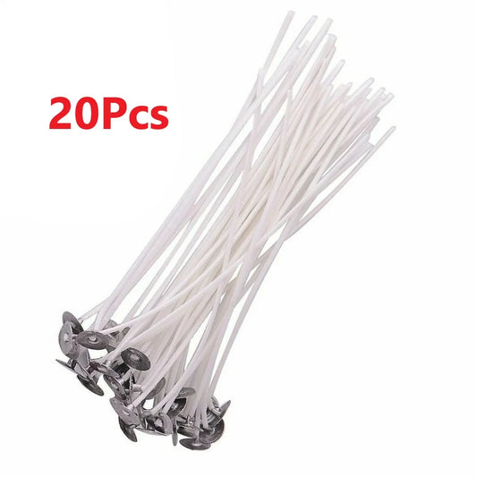 20pcs/set 20cm/8" Waxed Cotton Candle Wicks with Stand Smokeless Candle DIY COTTON Core Making Candles