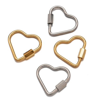 5pcs Stainless Steel Oval Star Buckle Carabiner Screw Lock Clasps For DIY Key ring Keychain Jewelry Making Supplies Accessories