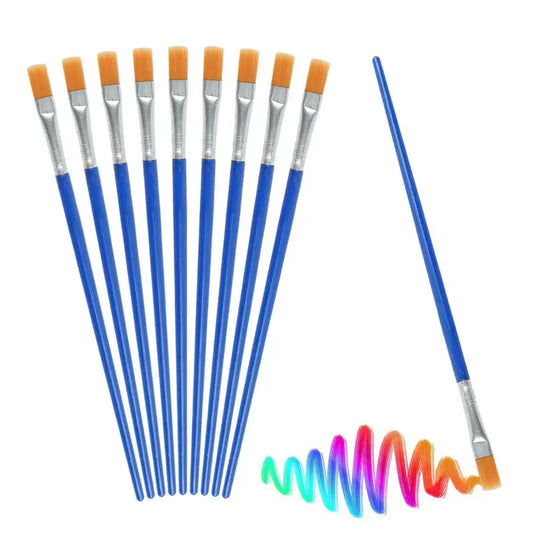 10Pcs/set Painting Brushes Art Round Flat Hair Nylon Hair Paint Brush