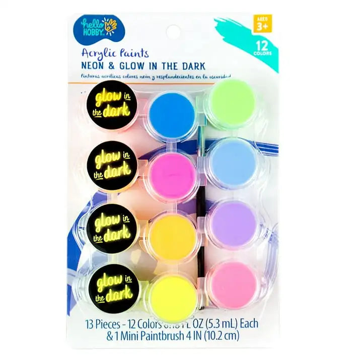 (2 pack) Hello Hobby Acrylic Paint Strips & Paintbrush Set, Child, Ages 3+