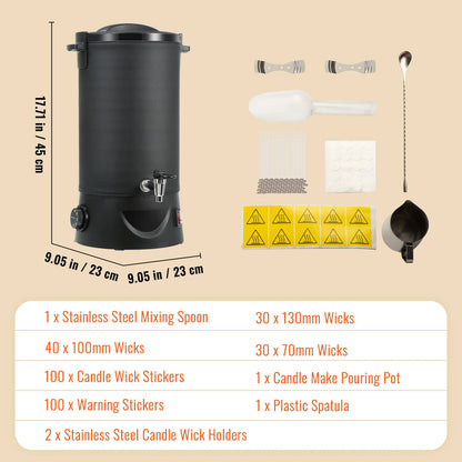 SucceBuy 6.5L 10L Wax Melter Large Electric Wax Melting Pot Easy Pour Spout 9-Level Temp Control