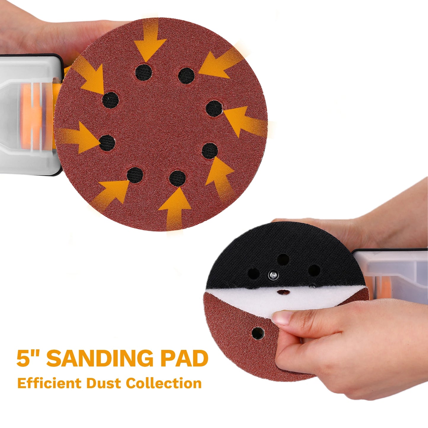 DEKO 300W Orbital Sander Sanding 14000RPM 16 Pieces Sandpaper 125 mm Pad Dust Collector