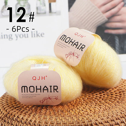 6pcs Soft Mohair Yarn Knitting Angora Yarn for DIY Knitting, Fluffy Lace for Sweater, Scarf, Shawl,25g/pcs