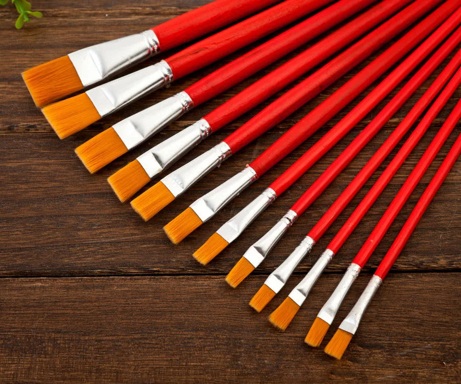Rod red oil paint brush nylon 1-12 number suit painting watercolor brush