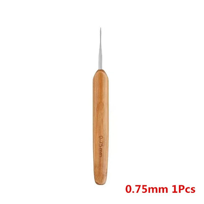 1Pc 0.5mm/0.75mm Dreadlock Crochet Hook Wood Needles Hair Tool for Braid Craft