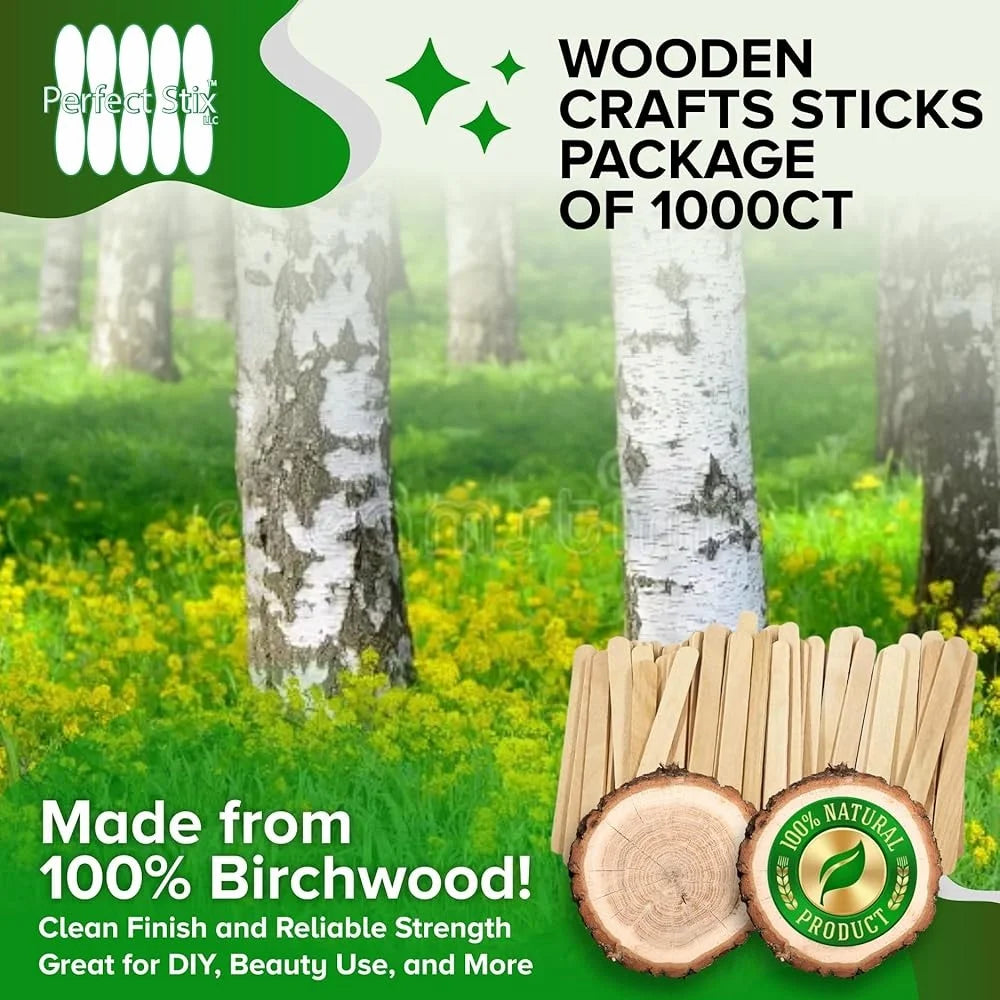 Premium Birchwood Craft Sticks 4.5 Inch 1000 Count DIY Art Projects Ice Cream Treats