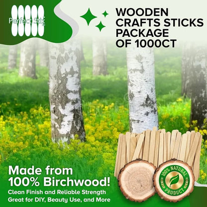 Premium Birchwood Craft Sticks 4.5 Inch 1000 Count DIY Art Projects Ice Cream Treats