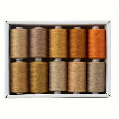 Sewing Thread - 10 Polyester Threads for Hand Stitching, Quilting & Sewing Machine - Set of 1000 yds Per Spool