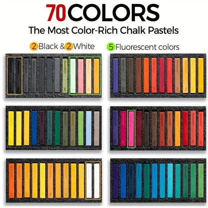 Fantastory 72 Colors Long Soft Chalk Pastels Set, Non-Toxic