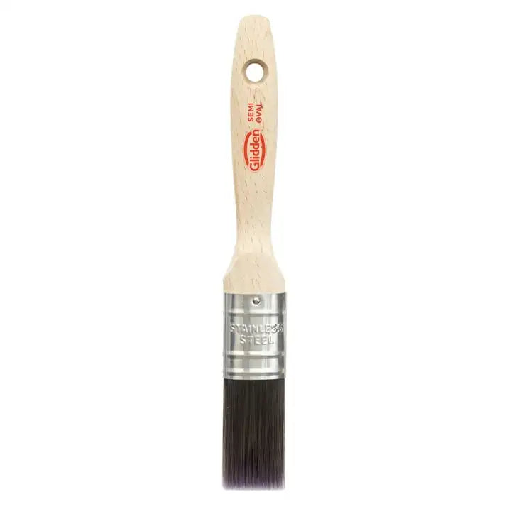 Glidden Semi-Oval Paint Brush with Wood Handle, Flat Sash, 1 Inch