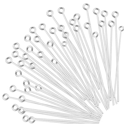 50PCS/100PCS Stainless Steel Eye Head Pins Gold Color Beads Needle Connector