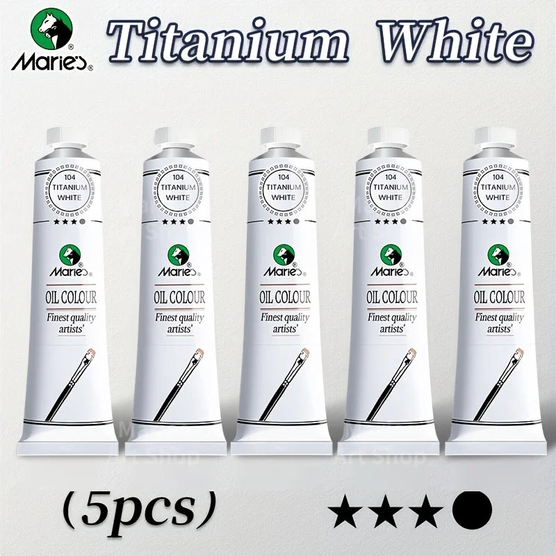 5pcs Marie's Oil Paints Set, 50ml (1.7fl. oz) x 5, Vibrant Colors