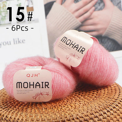 6pcs Soft Mohair Yarn Knitting Angora Yarn for DIY Knitting, Fluffy Lace for Sweater, Scarf, Shawl,25g/pcs
