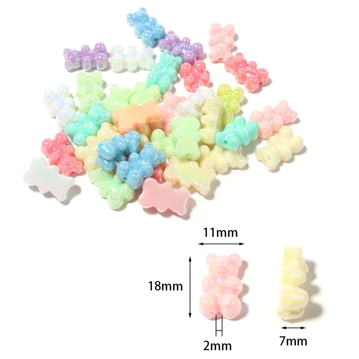 10-50pcs Color Bear Acrylic Beads Transparent Cute Gummy Bear Series Bead for Jewelry Making