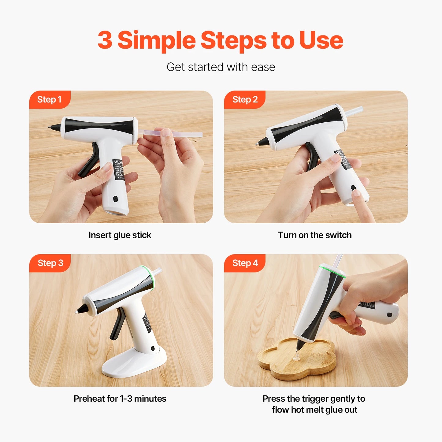 Hot Glue Gun, Rechargeable Cordless, Mini Wireless Kit With 2200mAh Battery, 20 Pcs Glue Sticks