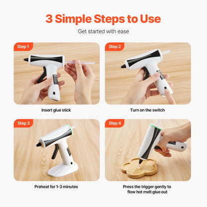 Hot Glue Gun, Rechargeable Cordless, Mini Wireless Kit With 2200mAh Battery, 20 Pcs Glue Sticks