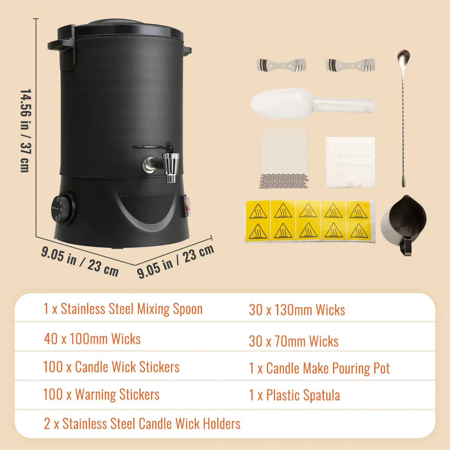 SucceBuy 6.5L 10L Wax Melter Large Electric Wax Melting Pot Easy Pour Spout 9-Level Temp Control