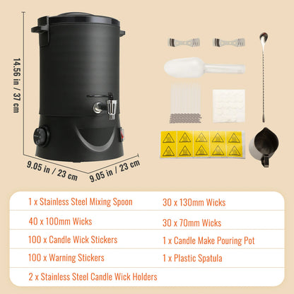 SucceBuy 6.5L 10L Wax Melter Large Electric Wax Melting Pot Easy Pour Spout 9-Level Temp Control